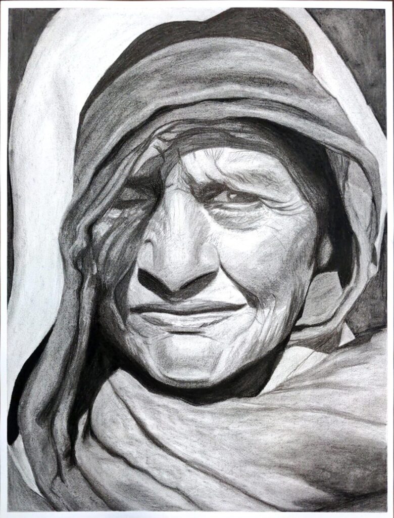 2021 Fall “Old woman” Charcoal on Paper