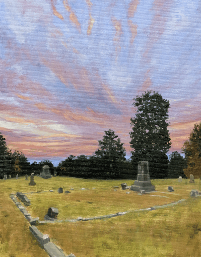 2022 Fall “Sunset on a Graveyard Hill” Oils on Canvas