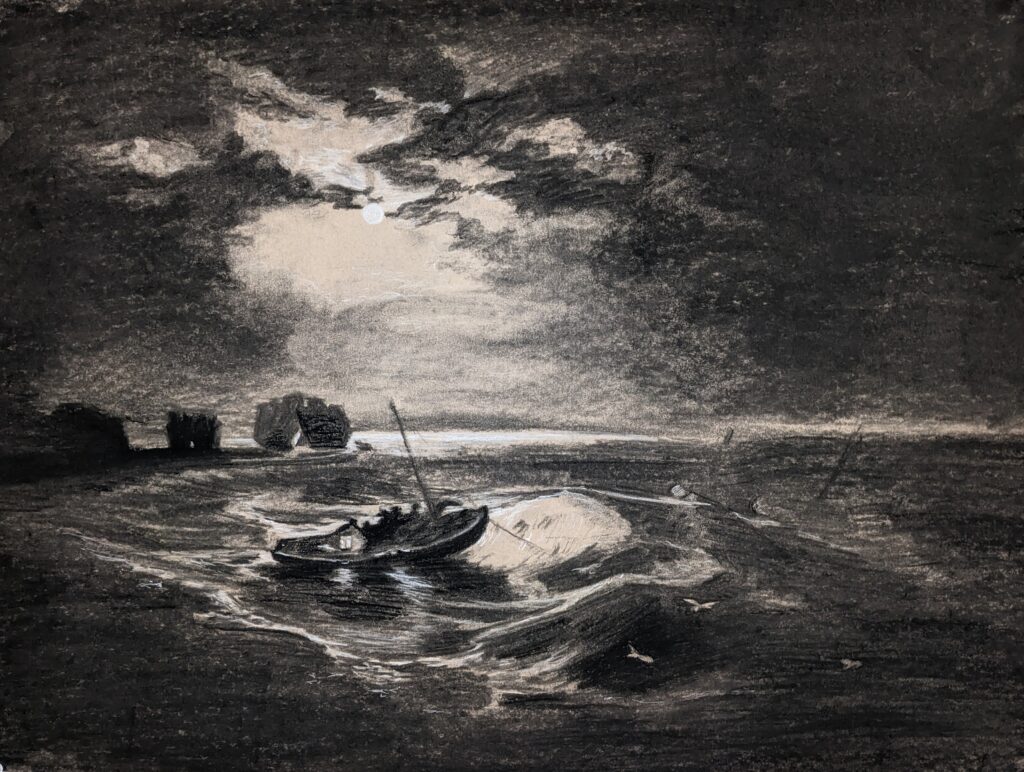2023 Spring “Master Copy of J. M. W. Turner’s ‘Fishermen at Sea’” Black and White Charcoal