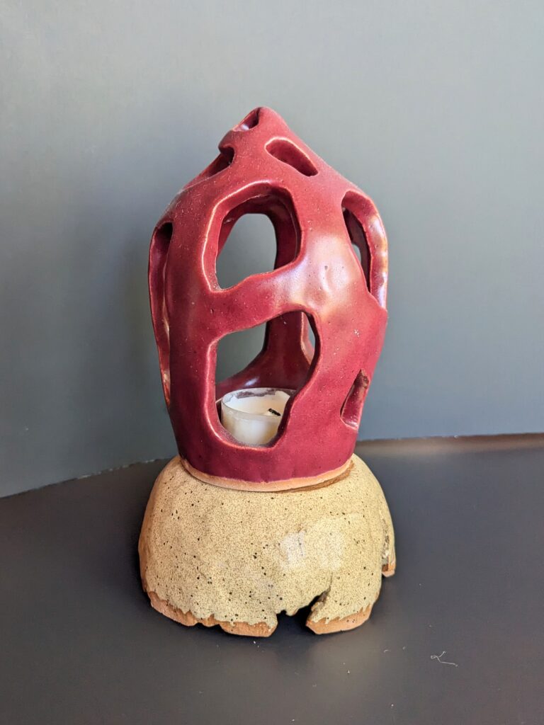 2023 “Fungus Candleholder” Brown Clay and Glazes